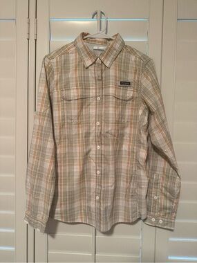 Columbia Plaid Button-Down Shirt in Tan, Olive & Cream